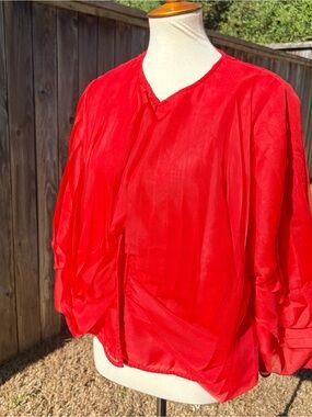 Zara Bright Red Sheer chiffon bomber jacket